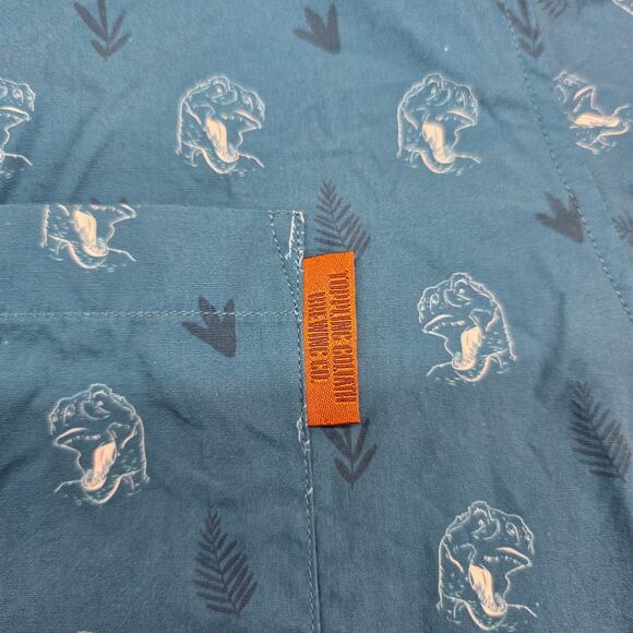 Toppling Goliath Brewing Co Beer Button Shirt Men XL T REX Dinosaur AOP - Picture 5 of 8